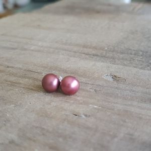 8mm Pink Honora Pearl Stud/Post Earrings